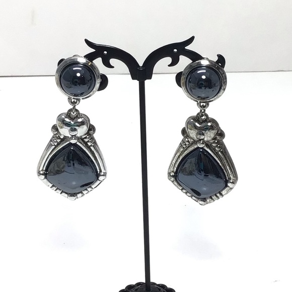 (2) Pairs Chunky Dangle Statement Clip-On Earrings - Picture 5 of 9